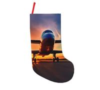LLOTPQ Airplane Sunset Sky Print 18in Christmas Stockings - Holiday Party Decoration, Perfect for Fireplace Hanging and Xmas Tree