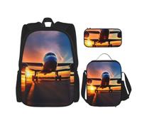 LLOTPQ Airplane Sunset Sky Print School Bag, 15 Inch Laptop Backpack