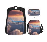 LLOTPQ Beautiful Sky Airplane Print School Bag, 15 Inch Laptop Backpack