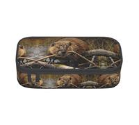 LLOTPQ Beaver Working Print Pencil Case - Pen Organizer for Girls and Boys, School Supplies, Stationery, and Office Use