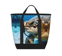 LLOTPQ Big Sea Turtle Print Large Capacity Insulated Tote Bag - Shopping Bag with Adjustable Shoulder Strap for Women, Men