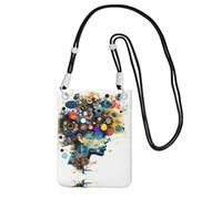 LLOTPQ Black Carry Mobile Phone Bag - Artificial Intelligence Brain Print Crossbody Purse,Universal Strap, Ideal for Commuting, Shopping