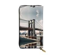 LLOTPQ Brooklyn Bridge s Print Leather Wallet â€“ Stylish Thin Clutch, Lightweight Design â€“ Long Bifold Wallet with Coin Pocket