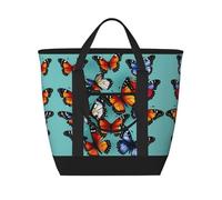 LLOTPQ Butterfly and cello Print Large Capacity Insulated Tote Bag - Shopping Bag with Adjustable Shoulder Strap for Women, Men