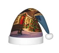 LLOTPQ Christmas Hat for Kids - Festive Santa Hat with Christmas carnival village Print Design, Perfect for Holiday Parties and Winter Wear