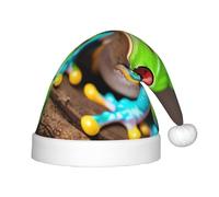 LLOTPQ Christmas Hat for Kids - Festive Santa Hat with Red Eyes Tree Frogs Print Design, Perfect for Holiday Parties and Winter Wear