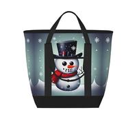 LLOTPQ Christmas Snowman Print Large Capacity Insulated Tote Bag - Shopping Bag with Adjustable Shoulder Strap for Women, Men