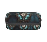 LLOTPQ Clock Butterfly Print Pencil Case â€“ Pen Organizer for Girls and Boys, School Supplies, Stationery, and Office Use