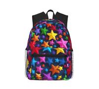 LLOTPQ color stars Print Casual Backpack for Travel Daypack | Middle Further Studies Youth Adjustable Shoulder Strap Storage Simplicity Three Good Students Waterproof Bolsa