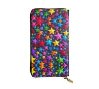 LLOTPQ Color Stars Print Leather Wallet â€“ Stylish Thin Clutch, Lightweight Design â€“ Long Bifold Wallet with Coin Pocket