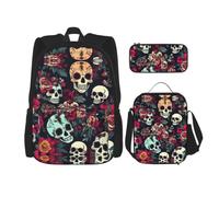 LLOTPQ Colorful floral skulls Print School Bag, 15 Inch Laptop Backpack