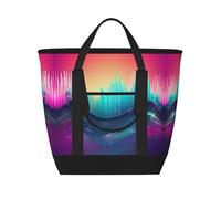 LLOTPQ Cool Music sound wave Print Large Capacity Insulated Tote Bag - Shopping Bag with Adjustable Shoulder Strap for Women, Men