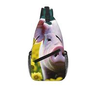 LLOTPQ Cross Chest Bag â€“ Unisex Rape flower pig Print Travel Sling Backpack, Diagonally Worn Daypack for Hiking & Daily Commute