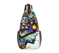 LLOTPQ Cross Chest Bag - Unisex Artificial Intelligence Brain Print Travel Sling Backpack, Diagonally Worn Daypack for Hiking & Daily Commute