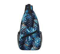LLOTPQ Cross Chest Bag - Unisex Blue pineapple Print Travel Sling Backpack, Diagonally Worn Daypack for Hiking & Daily Commute