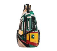 LLOTPQ Cross Chest Bag - Unisex lisbon tram pattern Print Travel Sling Backpack, Diagonally Worn Daypack for Hiking & Daily Commute