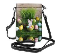 LLOTPQ Easter Egg Bunny Grass Wooden Print Small Cell Phone Purse - Roomy Wallet, Leather Crossbody Bag for Women, Perfect for Daily Life