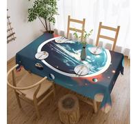 LLOTPQ Elegant Space Planet Earth Print Tablecloth â€“ Rectangle Kitchen Decor, Table Cover for Dining, Coffee, and Office Tables