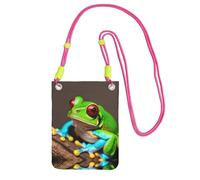 LLOTPQ Fuchusia Carry Mobile Phone Bag - Red Eyes Tree Frogs Print Crossbody Purse,Universal Strap, Ideal for Commuting, Shopping