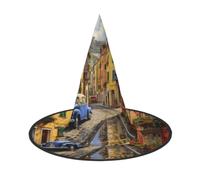 LLOTPQ Halloween Italian Street Print Witch Hat Wizard Party | Festival Witches Carnival Headband Supplies Magic Dress Up Masquerade Indoor Outdoor Women Men Ladies Pointed