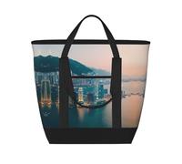 LLOTPQ Hong Kong Print Large Capacity Insulated Tote Bag - Shopping Bag with Adjustable Shoulder Strap for Women, Men