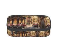 LLOTPQ Italian Street Print Pencil Case - Pen Organizer for Girls and Boys, School Supplies, Stationery, and Office Use