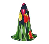 LLOTPQ L Halloween Hooded Cape â€“ Unisex Colorful Tulips pattern Print Cosplay Robe for Christmas, Víspera de Todos los Santos, Witch