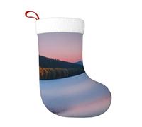 LLOTPQ Lake under Sunset Print Christmas Stocking 18 Inches â€“ Soft & Durable Holiday Home Decor, Perfect for Fireplace Hanging