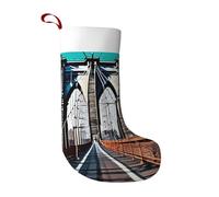 LLOTPQ Large Brooklyn Bridge Print Christmas Stocking – Holiday Party Decoration for Fireplace, Xmas Tree & Home