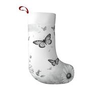 LLOTPQ Large Butterfly Daisy Print Christmas Stocking – Holiday Party Decoration for Fireplace, Xmas Tree & Home