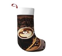 LLOTPQ Large Delicious Heart Coffee Print Christmas Stocking – Holiday Party Decoration for Fireplace, Xmas Tree & Home