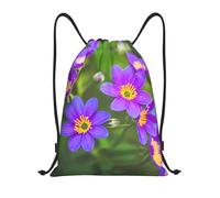 LLOTPQ M Drawstring Blooming Flowers Print Bags Backpack Sport Storage | Lightweight Cinch Bag Sackpack For Men Women, Gym Traveling Tote Beach Swimming Shopping Yoga Carry-On Luggage