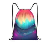 LLOTPQ M Drawstring Cool Music sound wave Print Bags Backpack Sport Storage | Lightweight Cinch Bag Sackpack For Men Women, Gym Traveling Tote Beach Swimming Shopping Yoga Carry-On Luggage