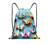 LLOTPQ M Drawstring origami paper crane Print Bags Backpack Sport Storage