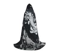 LLOTPQ M Halloween Hooded Cape â€“ Unisex Black White Marble Print Cosplay Robe for Christmas, Víspera de Todos los Santos, Witch