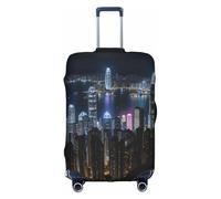 LLOTPQ M Suitcase Cover Protector â€“ Aerial Night of View Hong Kong Print Luggage Case for Women & Girls, Travel Accessories, Aesthetic Tags