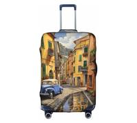 LLOTPQ M Suitcase Cover Protector – Italian Street Print Luggage Case for Women & Girls, Travel Accessories, Aesthetic Tags
