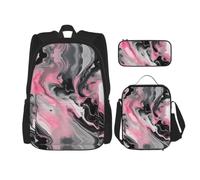 LLOTPQ Pink Abstract Ink Marble Gray Artistic Print School Bag, 15 Inch Laptop Backpack