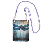 LLOTPQ Purple Carry Mobile Phone Bag - Art Blue Dragonfly Print Crossbody Purse,Universal Strap, Ideal for Commuting, Shopping