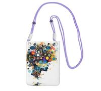 LLOTPQ Purple Carry Mobile Phone Bag - Artificial Intelligence Brain Print Crossbody Purse,Universal Strap, Ideal for Commuting, Shopping