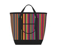 LLOTPQ Rainbow Colored Striped Print Large Capacity Insulated Tote Bag - Shopping Bag with Adjustable Shoulder Strap for Women, Men