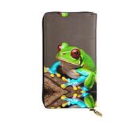LLOTPQ Red Eyes Tree Frogs Print Leather Wallet - Stylish Thin Clutch, Lightweight Design - Long Bifold Wallet with Coin Pocket
