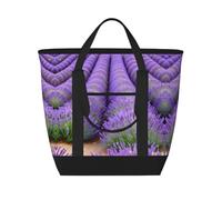 LLOTPQ Romantic Lavender Print Large Capacity Insulated Tote Bag - Shopping Bag with Adjustable Shoulder Strap for Women, Men