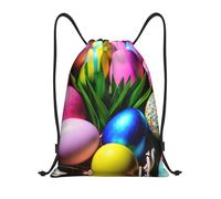 LLOTPQ S Drawstring Colorful Easter Eggs Print Bags Backpack Sport Storage