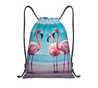LLOTPQ S Drawstring Flamingo Beach Print Bags Backpack Sport Storage | Lightweight Cinch Bag Sackpack For Men Women, Gym Traveling Tote Beach Swimming Shopping Yoga Carry-On Luggage