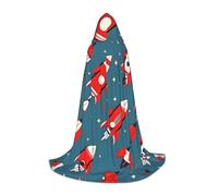 LLOTPQ S Halloween Hooded Cape â€“ Unisex Cartoon Rockets Print Cosplay Robe for Christmas, Víspera de Todos los Santos, Witch