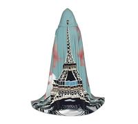 LLOTPQ S Halloween Hooded Cape â€“ Unisex Eiffel Tower Print Cosplay Robe for Christmas, Víspera de Todos los Santos, Witch