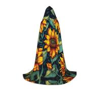 LLOTPQ S Halloween Hooded Cape â€“ Unisex Spring Sunflowers Retro Flowers Print Cosplay Robe for Christmas, Víspera de Todos los Santos, Witch