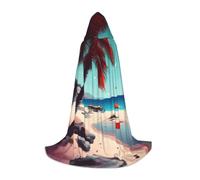 LLOTPQ S Unisex Beach Scenery Print Hooded Cape Costume for Halloween