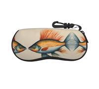 LLOTPQ Safflower Flying Fish Printed Glasses Case - Soft Zipper Eyeglass Protective Holder Box, Multi-Use Wallet and Jewelry Bag